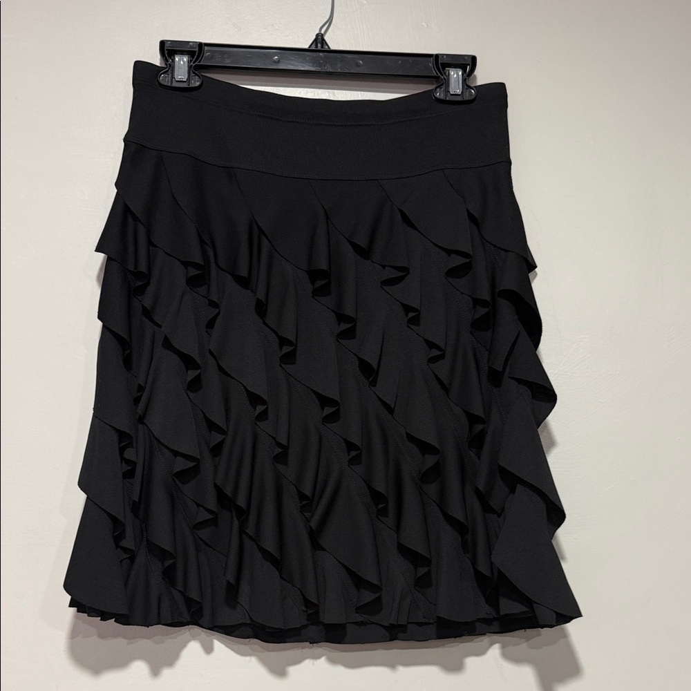 INC International Concepts Black Ruffled A-Line Skirt